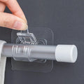Adjustable Nail-Free Curtain Clamp Hooks Wall-mounted Bracket Rod Holder for Bathroom Adhesive Curtain Fixed Clip Hanging Rack