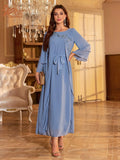 Wholesale Dubai Solid Color Simple Modest Islamic Clothing Embroidered Layered Skirt Baya Muslim Dresses for Women