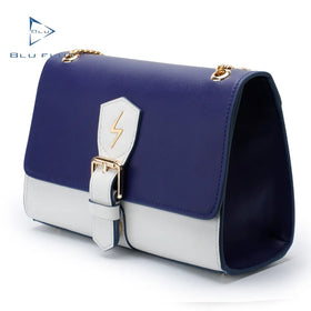 Blu Flut New Genuine Leather Casual Tote Handbag for Women with Cover Closure and Custom Logo