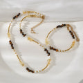 New Arrival Citrine Stone Necklace Trendy Natural Tiger Eye Beaded Necklace Baroque Pearl Chain Jewelry Set for Women Men Gift