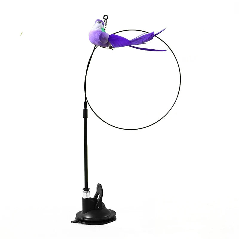 Simulation Bird Interactive Funny Feather Bird With Bell Cat Teaser Stick Toy for Kitten Playing Teaser Wand Toy Cat Supplies