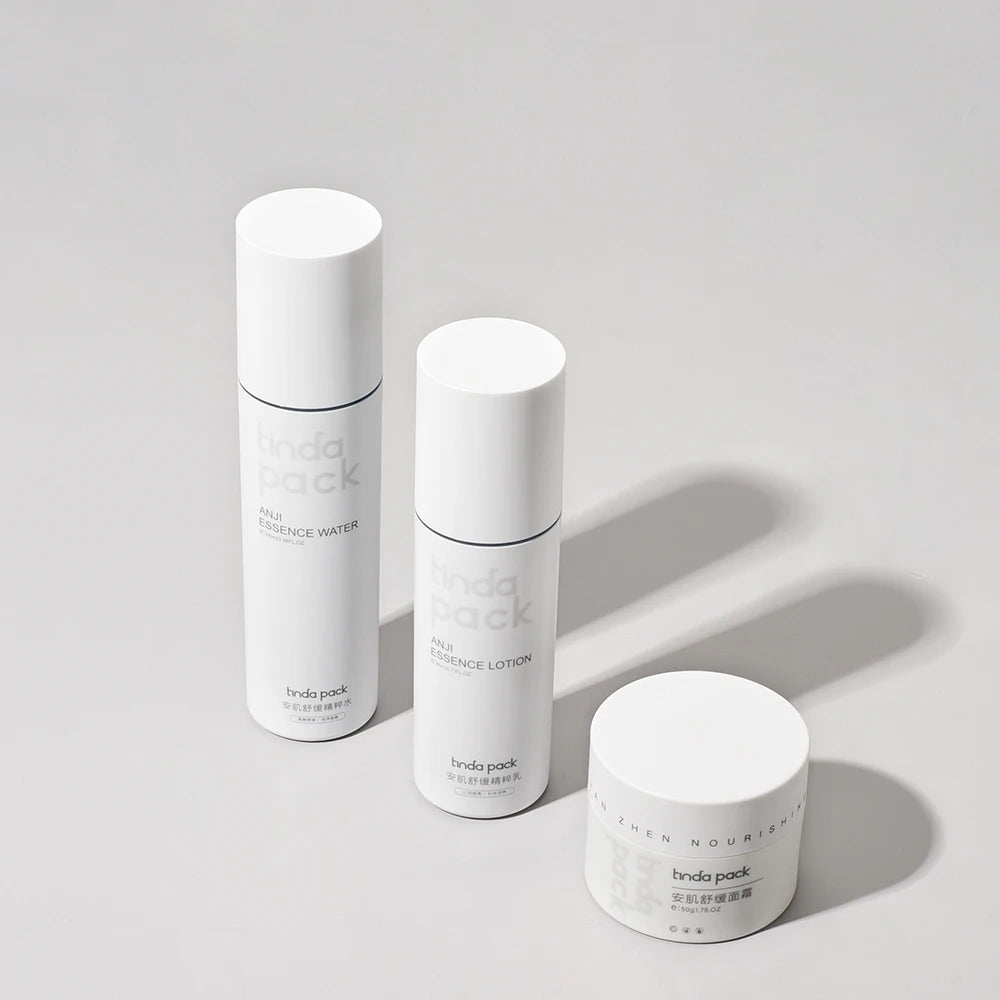 Luxury Round White 50ml 80ml 100ml Frosted Plastic Mist Spray Lotion Pump Bottle Empty Skincare Packaging Custom Logo Printing