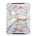 White Wedding Invitation Card Feather Pattern Laser-hollowed Design and Customized Laser Birthday Invitation Card Greeting Cards