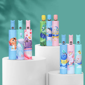 New Anti-Rebound Safety Black Glue Coating UV Sunny and Rainy Umbrella Automatic Kids Umbrella Folding Children's Umbrella