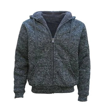 Fitspi Mens Hooded Hoodie Winter Jacket Sweater Sherpa Fur Lining Zip up Closure Stylish Warmth