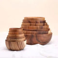 Acacia Wood Whole Bowl Large Small Natural Wood Rice Bowls Tableware Hotel Restaurant Kitchen Food Use