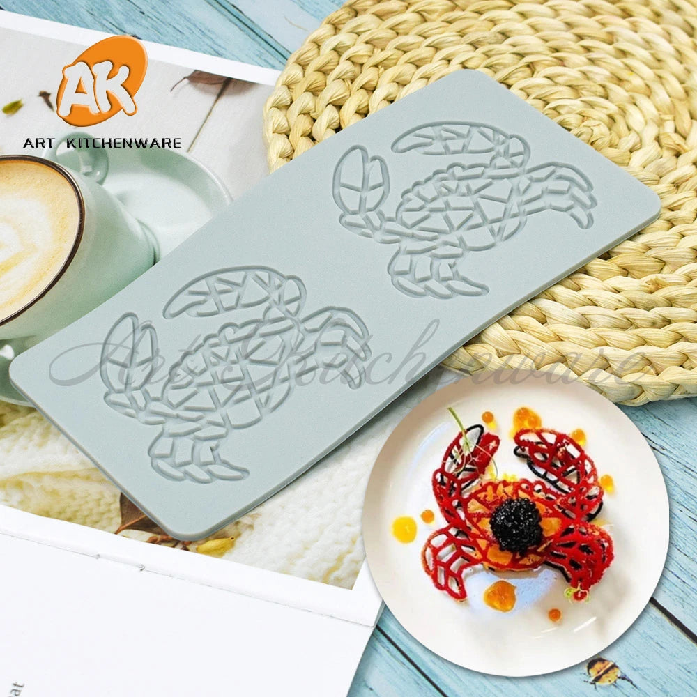 AK Silicone Fondant Moulds Kitchen Bakeware Round Pastry Lace Mat Shrimp Crab Shaped Cake Decorating Supplies Pastry Baking