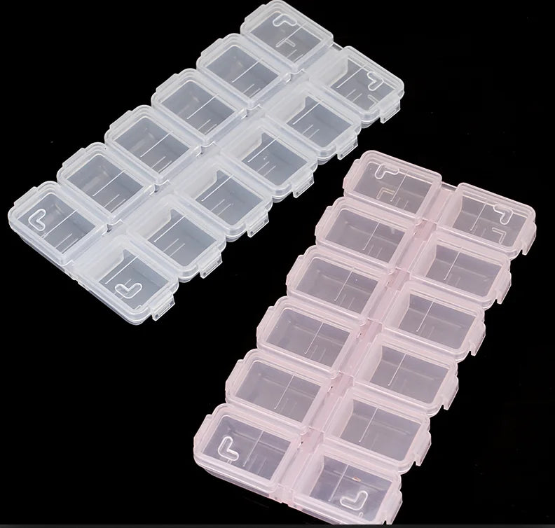 12 Grid Nail Art Storage Box Empty Plastic Rectangle Case Rhinestone Bead Dried Flower Earring Jewelry Box Manicure Container