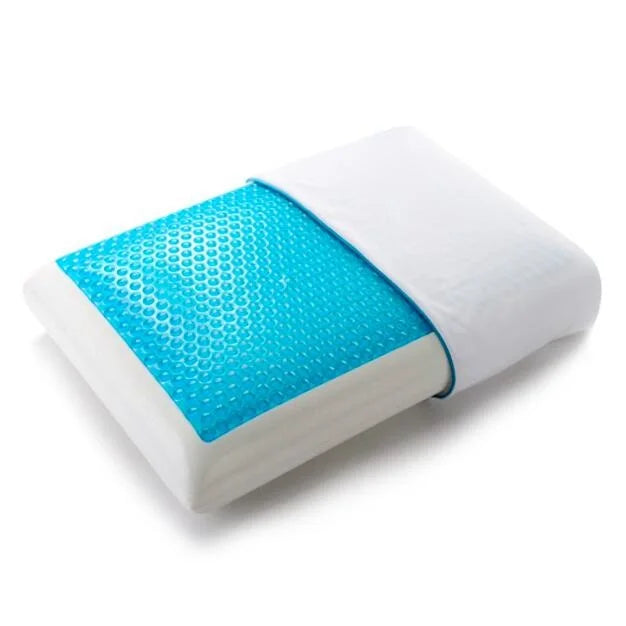 Luxury Medium Firm Non-Toxic Gel Infused Cool Silicone Memory Foam Pillow Knitted Neck Support Solid Pattern Type