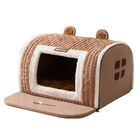 Semi-enclosed Cute Cat Dog House Large Pet Bed Kennel Soft Nest Tent Pet Supplies Warm Cat Dog Bed Pet Cave