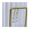 E2125 6-9mm DIY Natural Freshwater Pearl Charm Earrings Mounting Accessory 925 Sterling Silver Gold Plated  Jewelry for Women