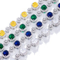 Elegant Purple Stone Square Cubic Zirconia White Gold Plated Women Wedding Dress Bracelets Jewelry for Ladies Accessories Gifts MegaBDM