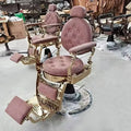 Mobile Salon Simple Old Woman Cheap Vintage Men's Female Liquidation Vintage Bronze Supplies pink Hairdressing Barber Chair
