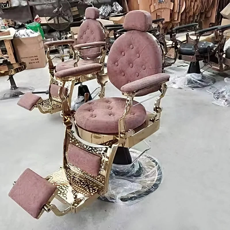 Mobile Salon Simple Old Woman Cheap Vintage Men's Female Liquidation Vintage Bronze Supplies pink Hairdressing Barber Chair