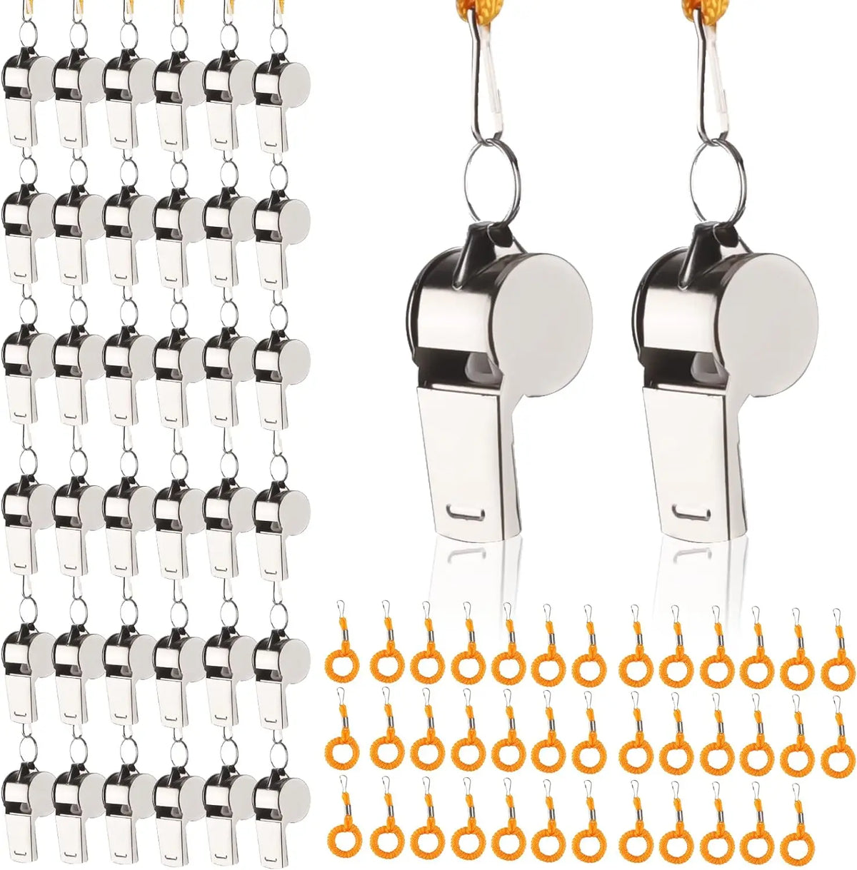 Stainless Steel Sports Whistle with Lanyard Loud Crisp Sound for Coaches Teachers Referees Emergency Training