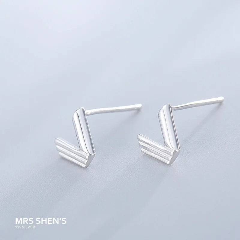 Real 925 Sterling Silver V Earrings for Women Ladies Statement Jewelry Korean Earrings Pendientes Brincos