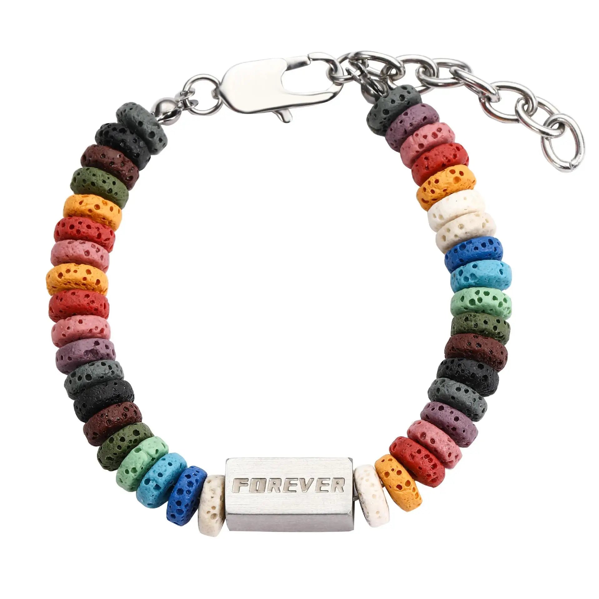 YL Stainless Steell for Bracelet with Volcanic Stone High-End Fashion Beaded for Bracelet for Men Women Colorful