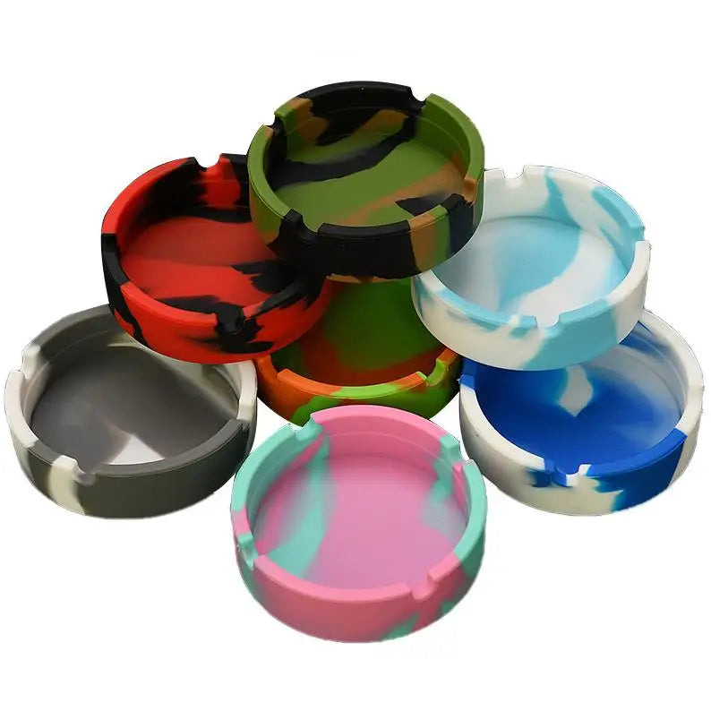 Custom Portable Unbreakable Ash Tray Pocket Ashtray Durable Soft Round Silicone Cigarette Cigar Smokeless Ashtrays