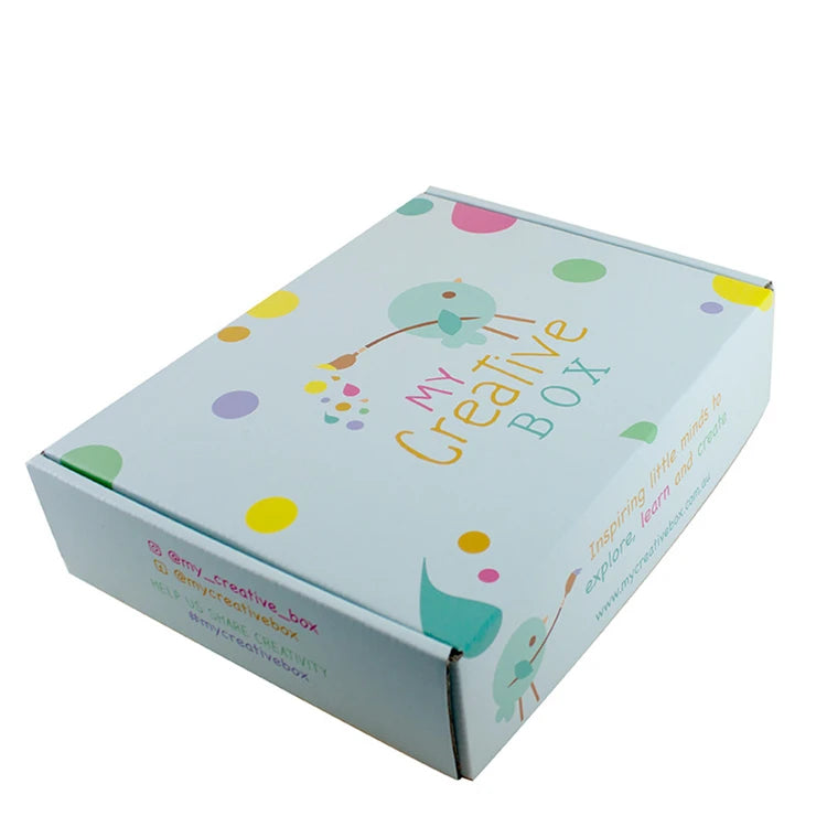 Small Custom Color Shipping Corrugated Mailer Boxes Recycled Material Packaging for Clothes Socks Custom Logo Printing for Kids'