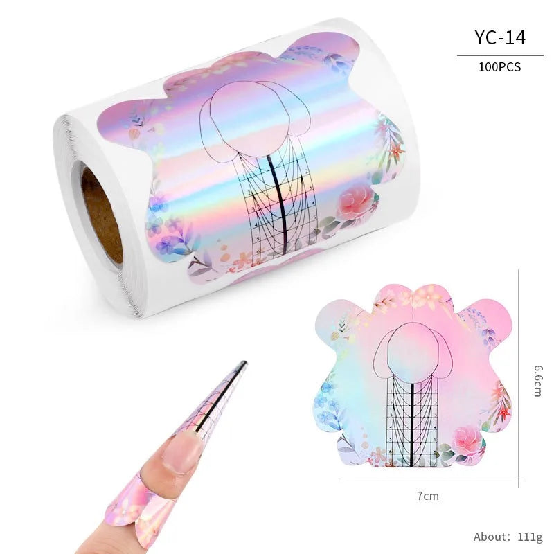 Ready to Ship 100PCS Per Roll Dual Nail Forms Hot Sale Aluminium Plastic for Nail Extension