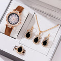 Fashion1015 Colorful Ladies Watch with 4 Pcs Necklace Earring Ring Set Women Wristwatch Personalized Simple Watches
