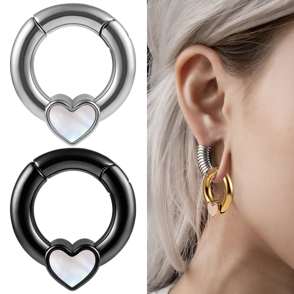 Evorte Fashion Trendy Heart Earrings Hanger Weights Stretched Ear Lobe 316L Stainless Steel Ear Gauges Plugs Tunnels Jewelry