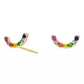LOZRUNVE 925 Sterling Silver Hawaiian Cute Rainbow Shape Colorful Stone Stud Earring