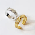 SP Luxury Ring Accessories Chunky Luxury Style 925 Sterling Silver Gold Textured Adjustable Rings