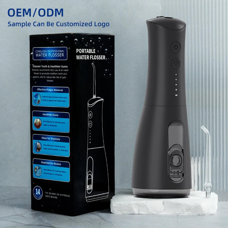 Best Seller Black Water Flosser Manufacturer Dental Cleaner Water Pick Portable Cordless Electric Floss Oral Irrigator