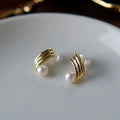 E2183 7-8mm DIY Natural Freshwater Pearl Charm Earrings Mounting Accessory 925 Sterling Silver Gold Plated  Jewelry for Women