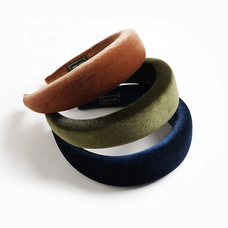 Winter Fall Hair Accessories Head Bands Thick Wide Fuzzy Hairbands Sponge Padded Velvet Headband