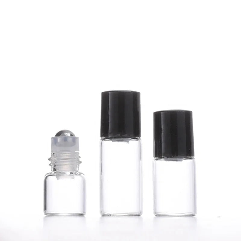 1ml 2ml 3ml round Glass Roll-on Bottle Simple Style Empty Roller Bottles Clear Cover for Perfume Roll-on Deodorant MOQ 100pcs