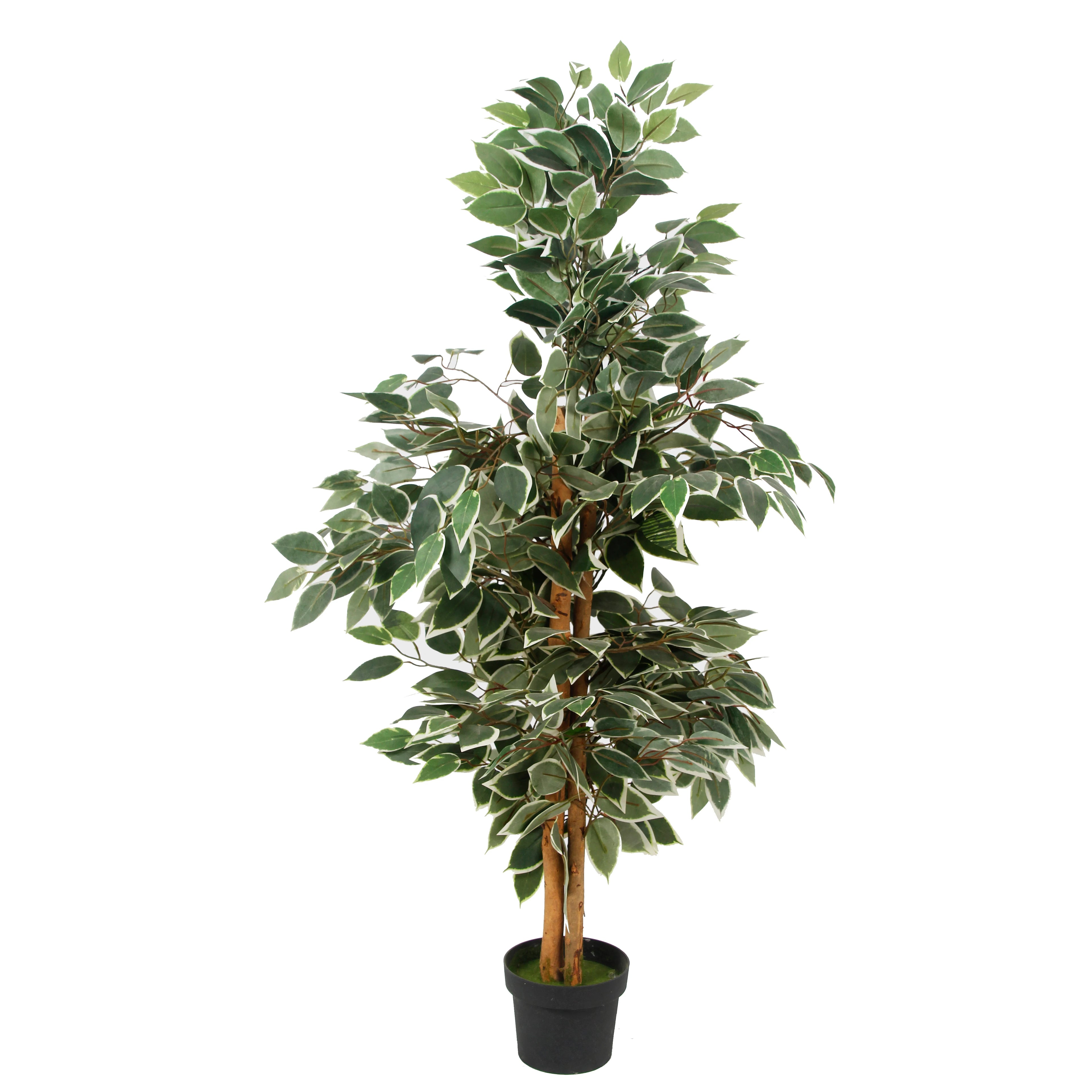 Factory Direct Supply Home Decorative Potted UV Resistant Artificial Outdoor Plants Faux Mini Variegated Ficus Tree for Sale