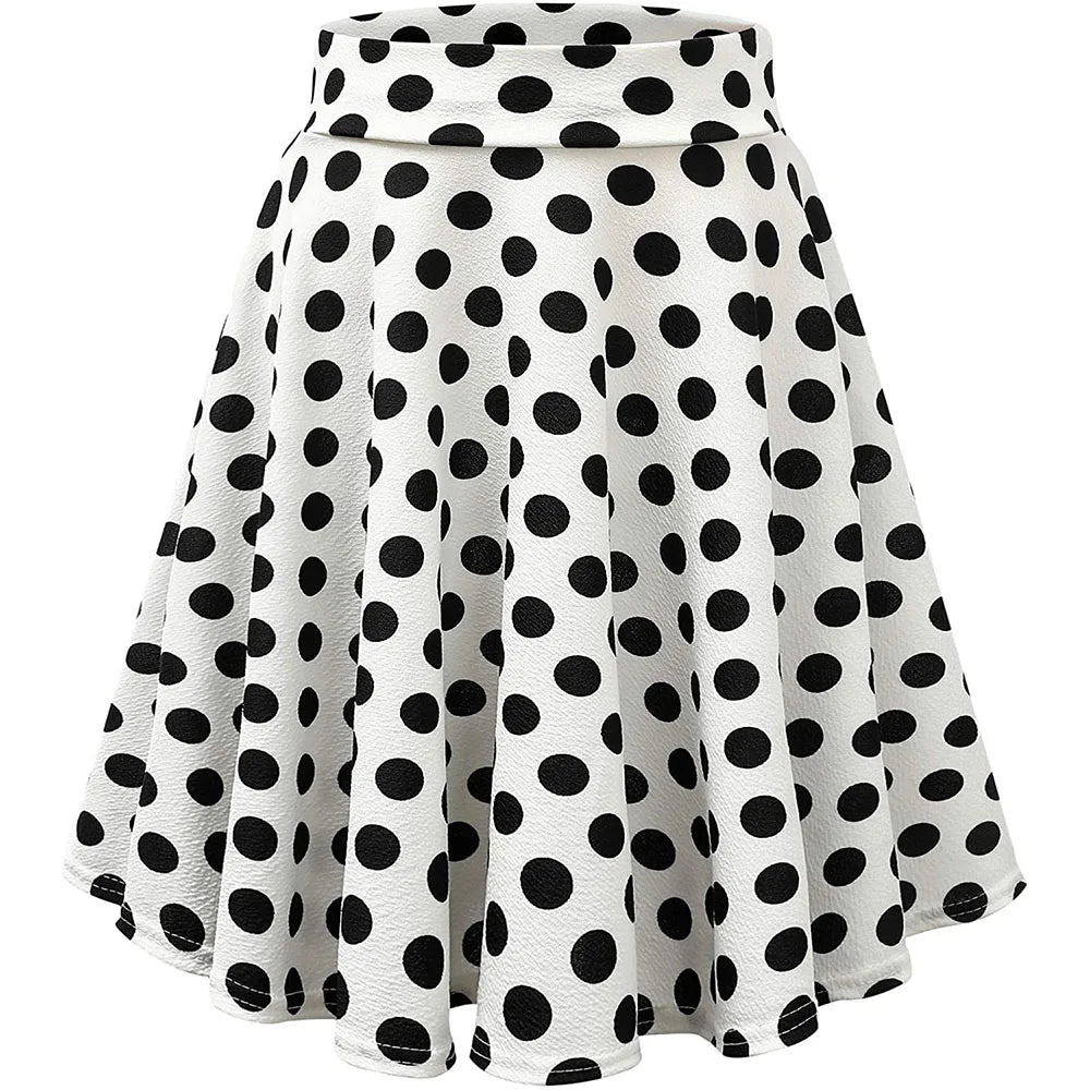 Shinesia Women Plus Size Breathable Summer Skirts Natural Waist Colorful Dots A-Line Elegant Casual Eco-Friendly Knee-Length