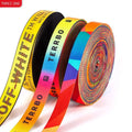 Good Quality logo With Colored Letters  Nylon Webbing 38mm Jacquard  Nylon Tubular Webbing  Bag Belt Trouser Belt Nylon Ribbon