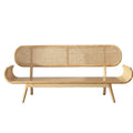 Nordic Style Solid Wood Living Room Bench Natural Rattan Leisure Sofa
