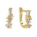Dainty New 925 Sterling Silver Women 18kt Gold Vermeil Stacked Cubic Zirconia Huggie Hoop Earrings