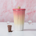 600ml Rhombus Car Straw Cup Stainless Steel Portable Coffee Thermos Cup