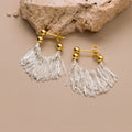 Daidan Earrings Silver 925 Sterling Large Tassel Two Tone Gold and Silver Hoop Unique Chain Handmade Earrings