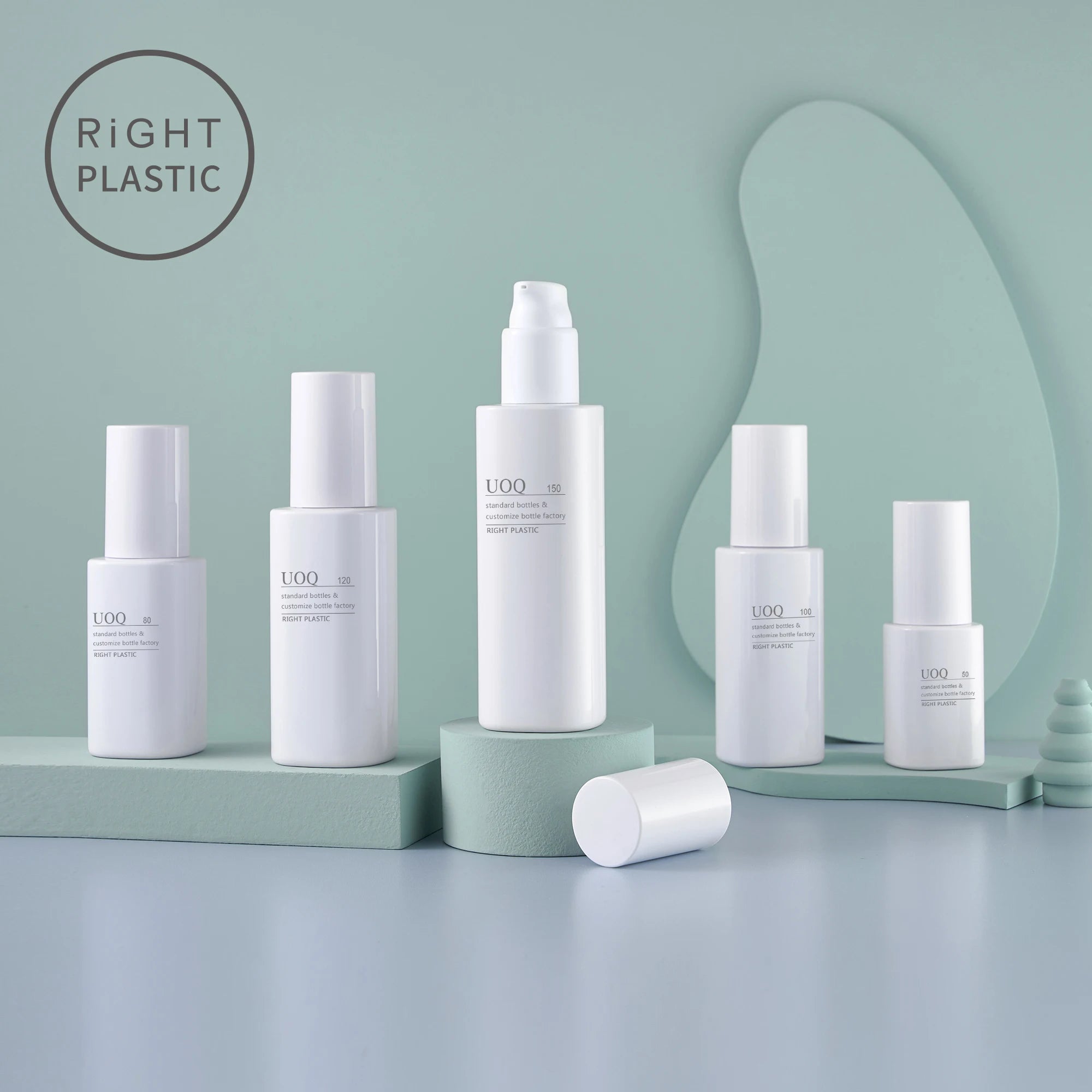 UOQ 50ml 80ml 100ml 120ml 150ml Cosmetic Packaging  PET Plastic  Square White Mist Spray Pump Lotion Bottle