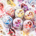 2M/Roll PET Tape Flower Island Girl Series Shell Light Handbook Decoration Material Loop Stickers
