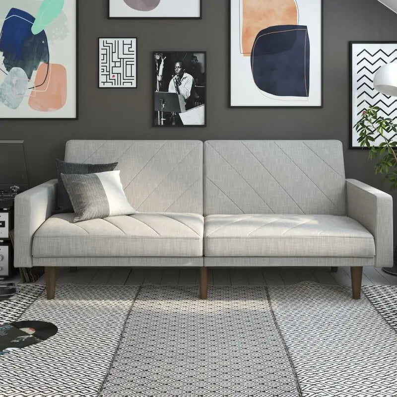 Modern Design Upholstered Line Fabric Sectional Sofa Bed for Living Room Bedroom & Apartment-3-Seater