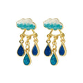 SC New Design Gold Plated Multilayer Earrings Blue Enamel Drop Earrings Cute Clouds Raindrops Earrings for Women
