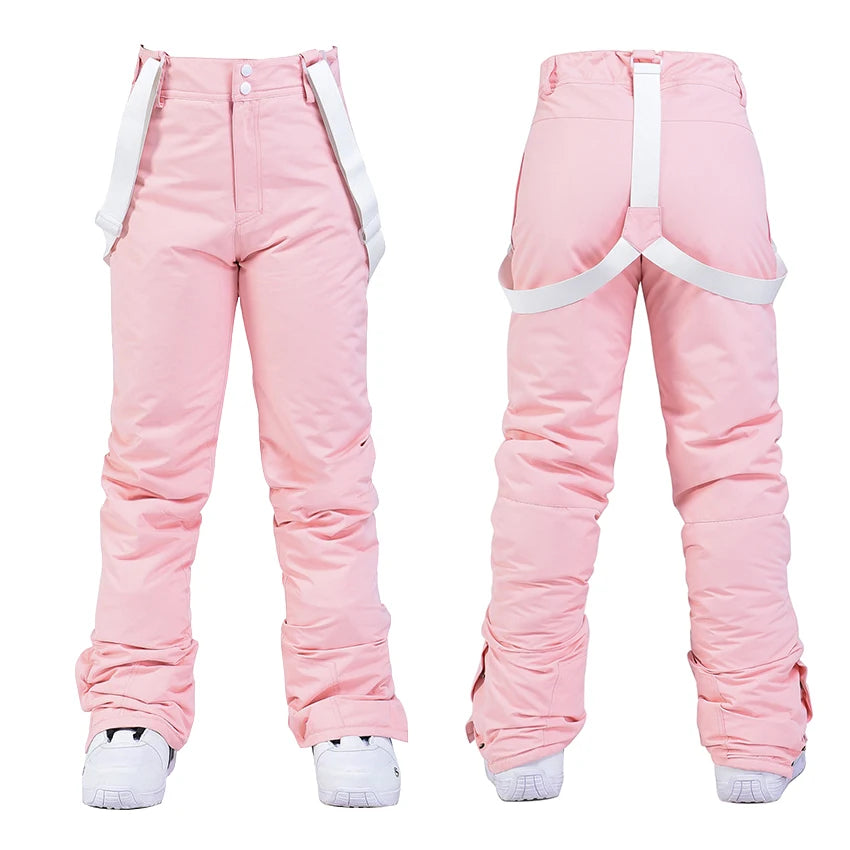Unisex Men Women Ski Bibs Pants Breathable Snowboarding Strap Trousers Waterproof Windproof Outdoor Sports Bibs Thickened Straps