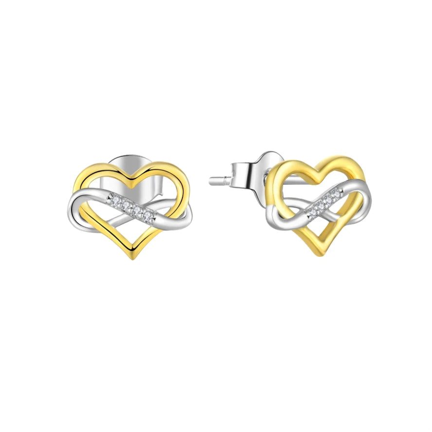 Custom 925 Sterling Silver Infinity Heart Earrings European Style Lovers Pattern Romantic Engagement Wedding Earrings