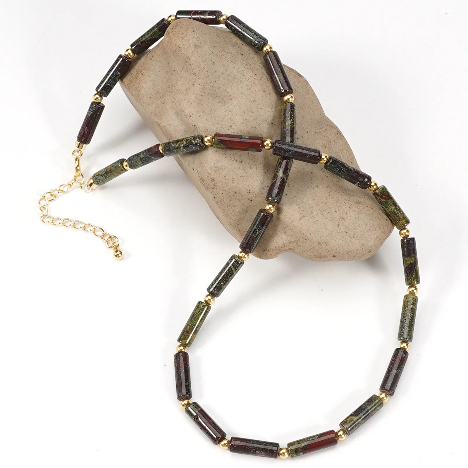Dainty Natural African Turquoise Stone Necklace for Women Healing Crystal Energy Stone Jewelry 14k Gold Chain Necklace Unisex