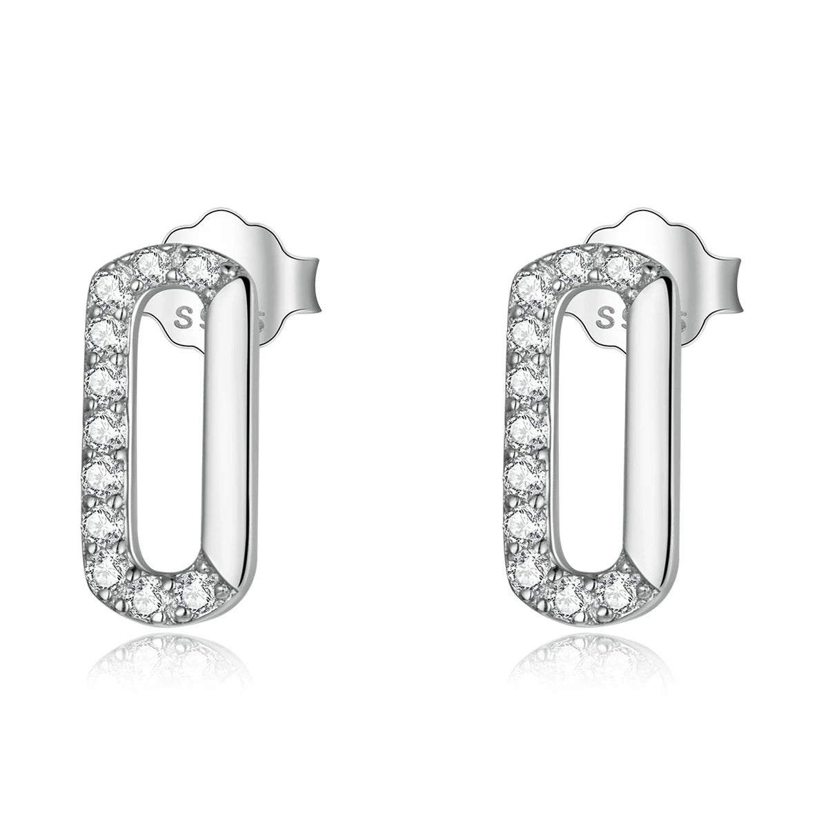 Mini Paperclip Stud Earrings 925 Sterling Silver Geometry Plated Platinum Earrings for Women Luxury Silver Jewelry SCE1330