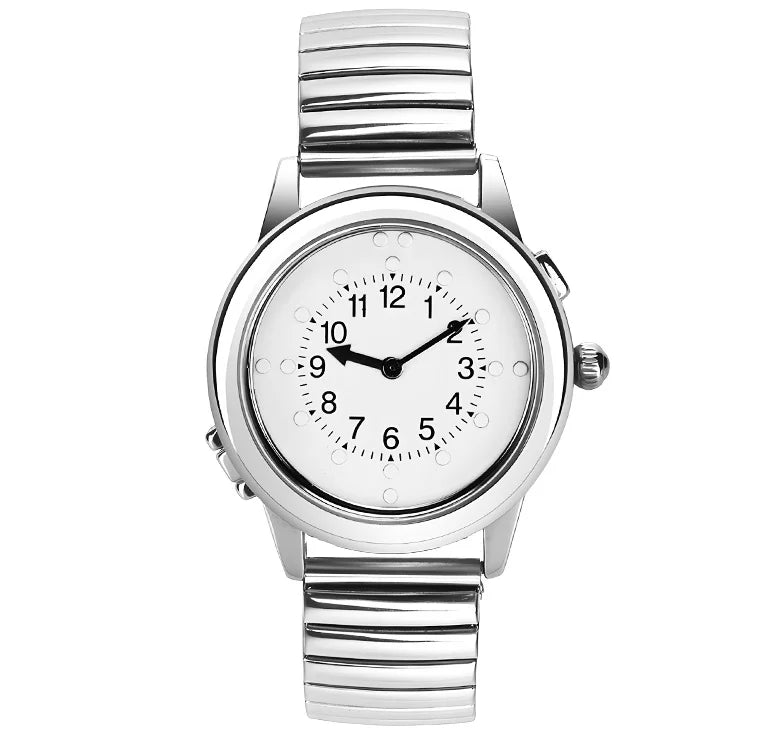 2024 Hot -Selling Braille Talking Watch Unisex Braille Watch- Chrome- Steel Mesh Band