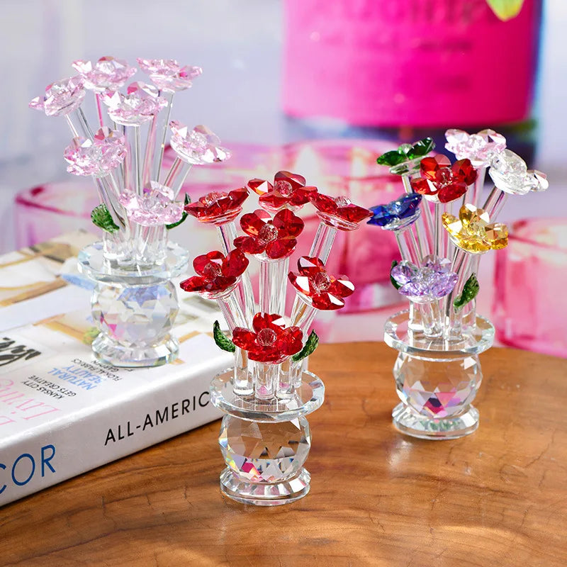 Crystal Flower Tree  Paperweight Crafts Home Wedding Decor Miniature Souvenirs Decor Ornament