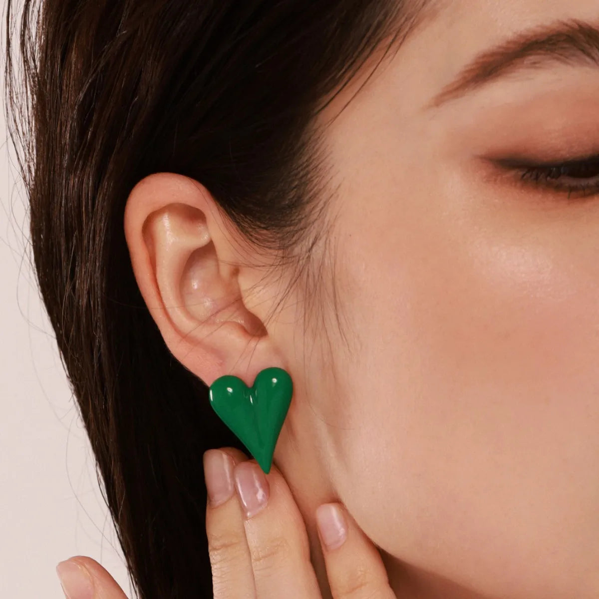 New 18K PVD Gold Plated Colored Glaze Oil Drip Peach Heart Stainless Steel Stud Earrings for Women